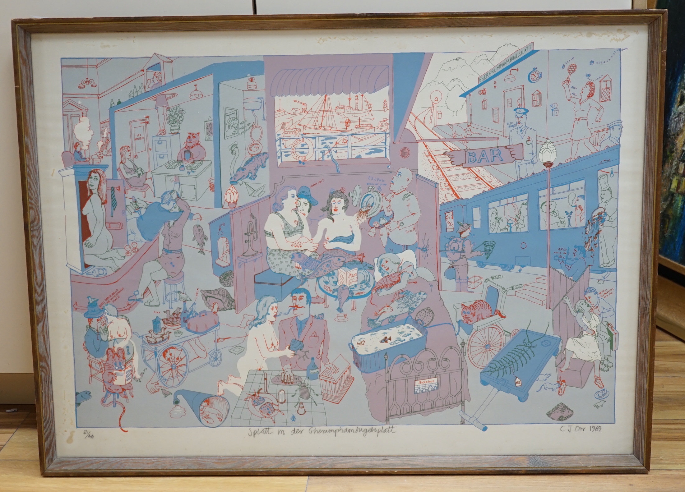 Chris Orr (British, b.1943), pencil signed colour print, ‘Splatt in der Ghergrumphanbugelsplatt’, limited edition 21/40, 80cm x 59cm